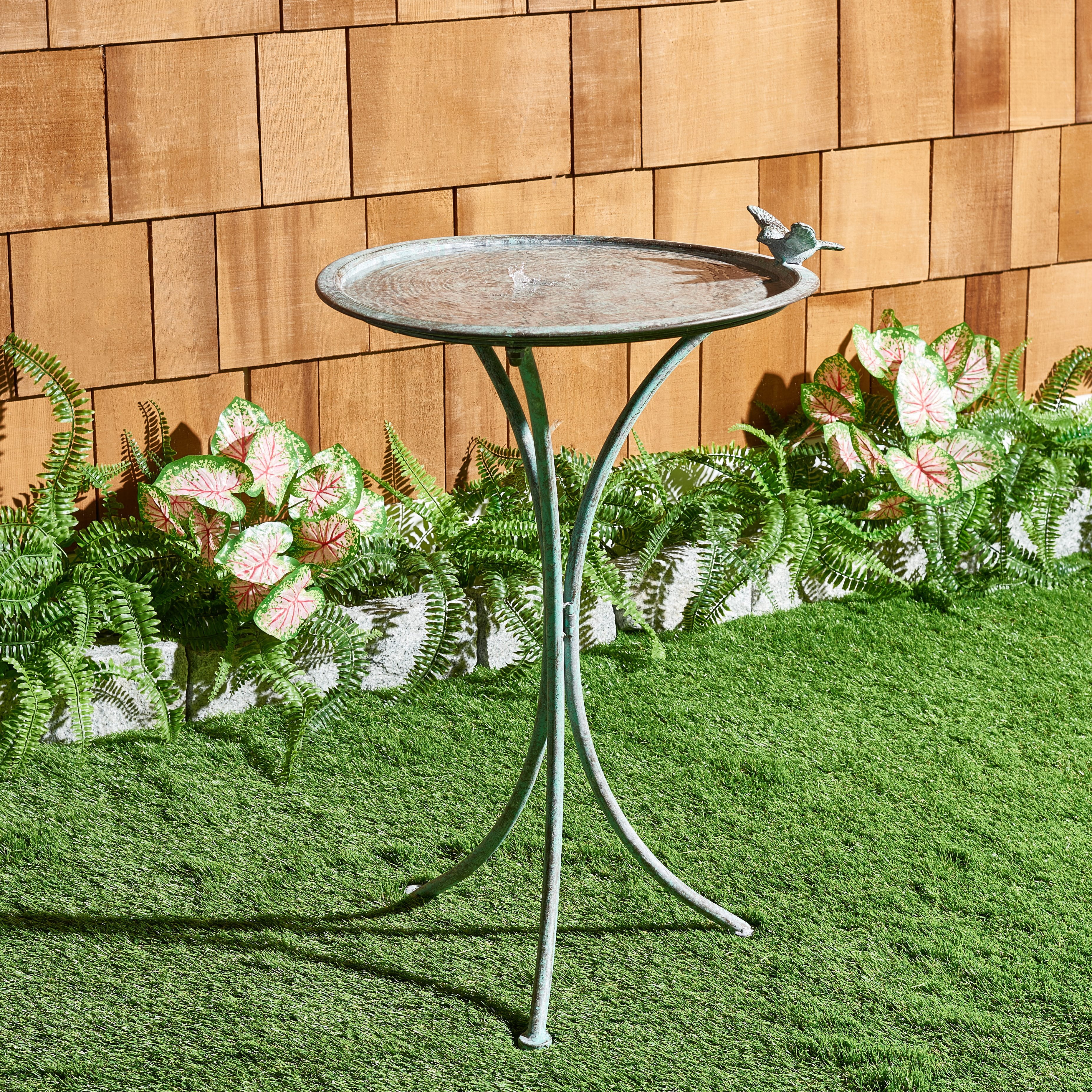 SAFAVIEH Kensi Solid Rustic Outdoor Patio Bird Bath, Antique Green