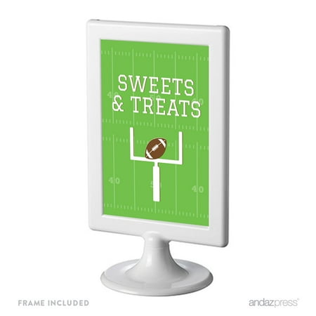 Birthday Framed Party Signs, Sweets & Treats, Football Touchdown! Party, 4x6-inch, Includes Frame