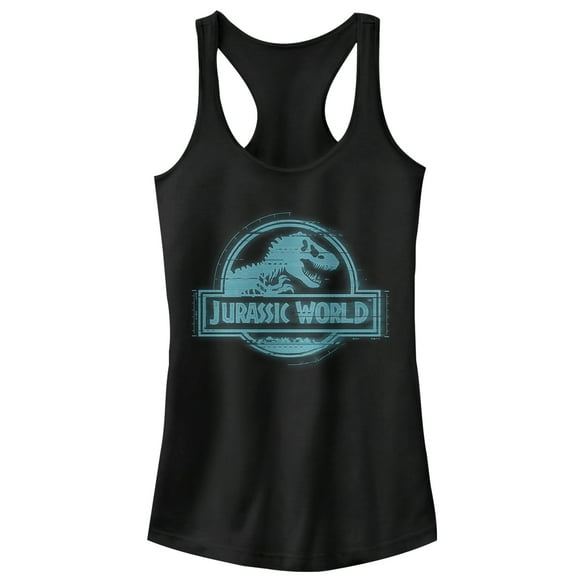 Junior's Jurassic World: Fallen Kingdom Glitch Logo  Racerback Tank Top Black X Large