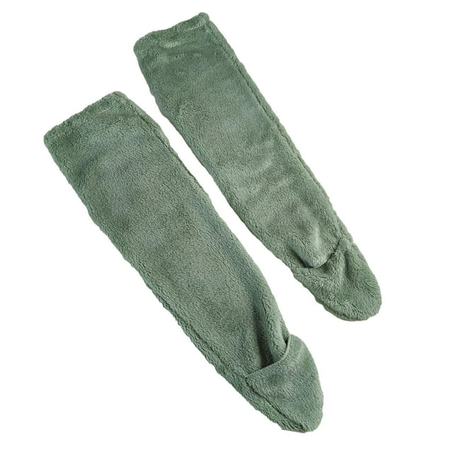 Calentador de piernas de felpa, calcetines hasta la para mujer, calcetines cómodos para dormir, medias de invierno, calcetines hasta el muslo Verde Yinane Calentadores de piernas de felpa