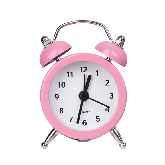 Portable Cute Mini Round Battery Alarm Clock Desktop Table Bedside Clocks Decor