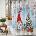 thumbnail image 3 of Dwarf Pine Tree Xmas Ball Snowflake Shower Curtain for Bathroom, Winter Fir Leaves Blue Ombre Waterproof Shower Curtains Washable Quick Dry with Hooks Bathtub Curtains 36x72IN, 3 of 9