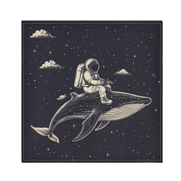 WOBOGO Whale Riding Astronaut Pattern Cloth Napkins 1 Piece Soft Elegant Touch Durable Absorbent Quick Drying for Elegant Dining