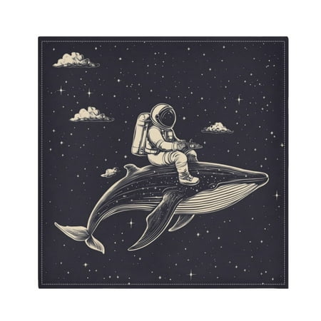 

WOBOGO Whale Riding Astronaut Pattern Cloth Napkins 6 Pieces Soft Elegant Touch Durable Absorbent Quick Drying for Elegant Dining