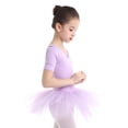 thumbnail image 4 of Sinleey Kids Girls Short Sleeves Ballet Dance Tutu Leotard Dress Ballerina Gymnastic Performance Costume Purple 3-4, 4 of 7