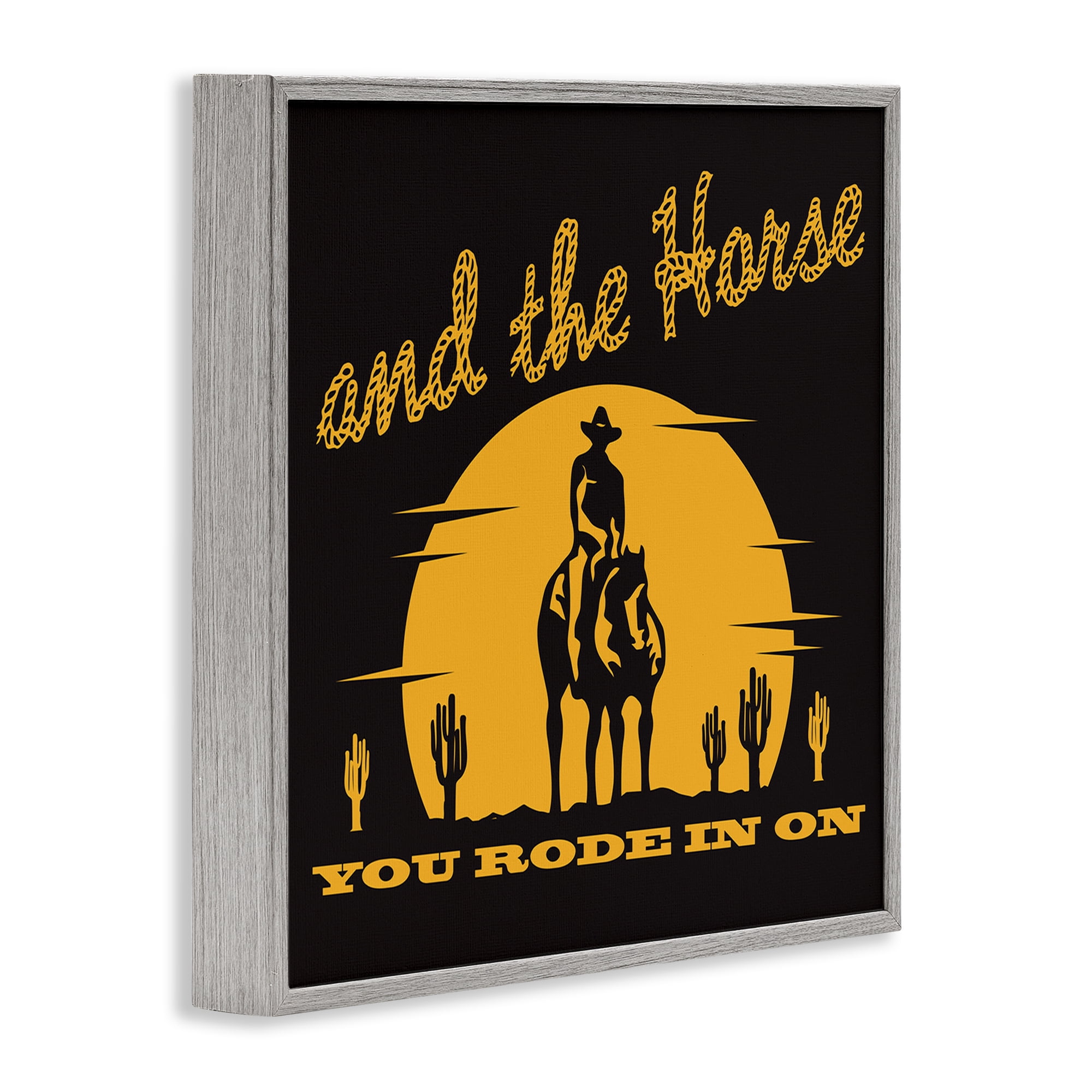 Stupell Industries Horse You Rode In On Novelty Painting Gray Framed Art Print Wall Art, 12 x 12