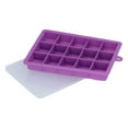 thumbnail image 3 of Molde de silicona rectangular para cubitos de hielo con tapa, 15 compartimentos, para cocina y panadería, color morado., 3 of 8
