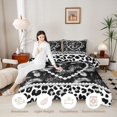 thumbnail image 3 of Manfei Pretty Monogrammed L Twin Comforter Sets,Lovely Pearl Cheetan Print Bedding Set,Black,Black Reversible,2 Pieces,1 Comforter and 1 Pillowcase, 3 of 7