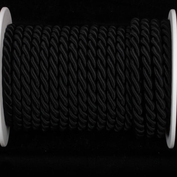 Black Braided Cording Wired Craft Ribbon 0.25" x 17 Yards