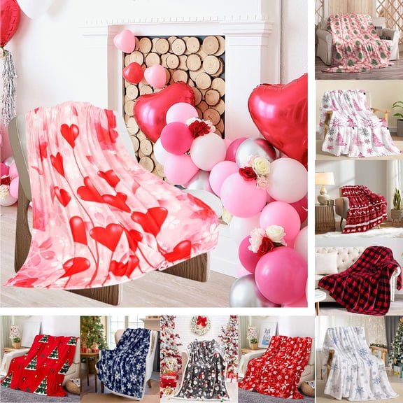 Nkmbld Valentine's Day Flannel Blanket, Valentine Throw Blanket Holiday Gift for Him Her, Soft Plush Throw Blanket for Living Room Couch Bed Chair Decor