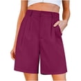 thumbnail image 4 of Blmnix Shorts Women Long Shorts Bermuda Shorts Cargo Shorts Shorts Pink Plus Size High Cotton Shorts for Woman,XL, 4 of 5
