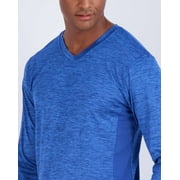 Real Essentials 4 Pack: Mens Dry Fit Long Sleeve V-Neck Active T-Shirt - Athletic Outdoor UPF 50+ (Available in Big & Tall)