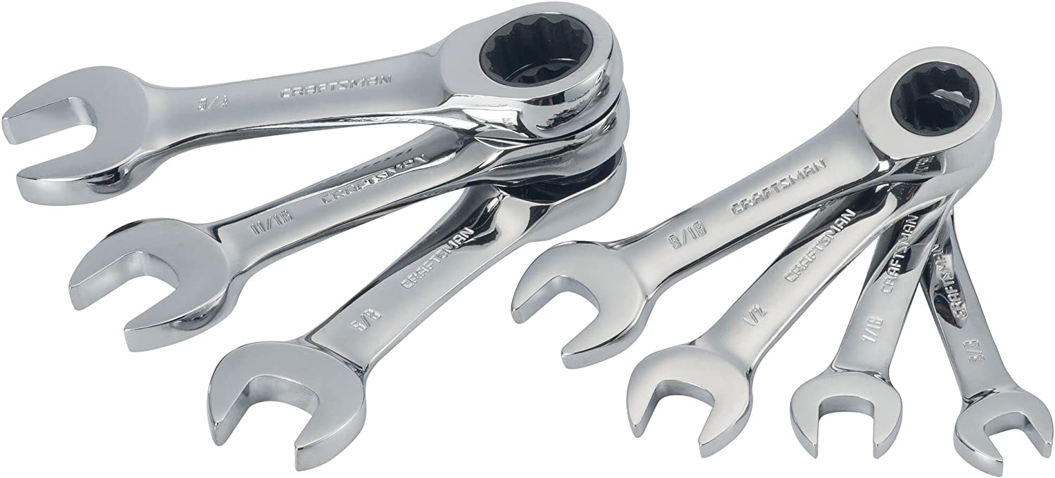 Craftsman SAE Stubby Ratcheting Combination Wrench Set pc. Case Of: 1; 