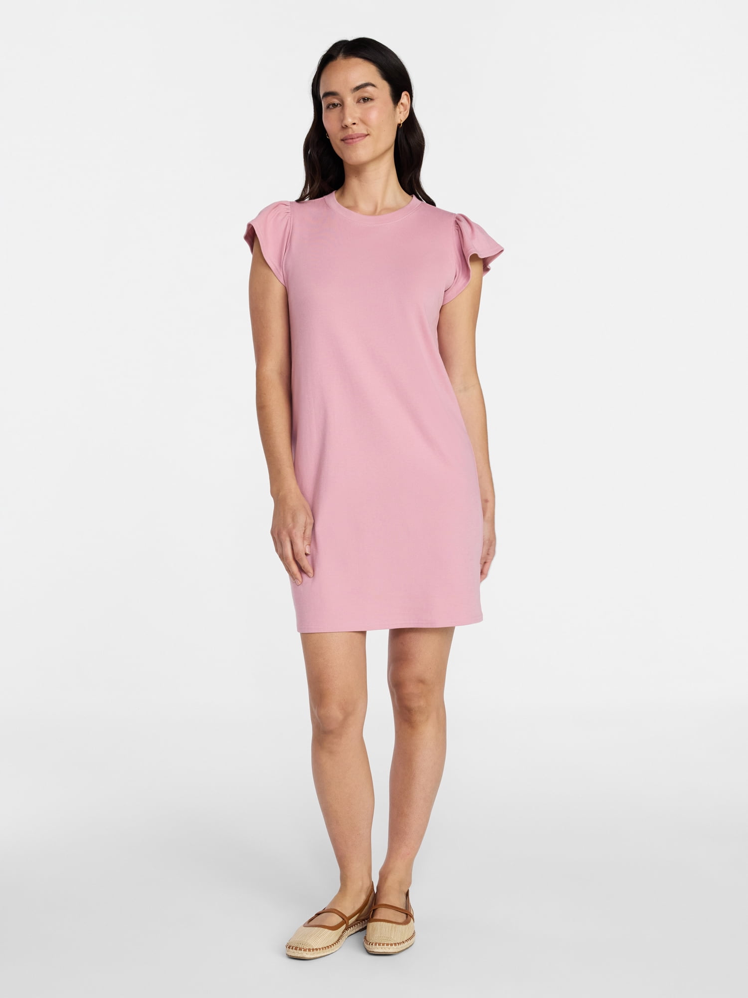 Time and Tru Women's Flutter Tee Dress, Sizes XS-XXXL