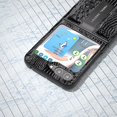 thumbnail image 4 of Funda de cuero genuino con textura Mahjong y soporte para Samsung Galaxy Z Flip5 (azul), 4 of 5