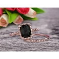 thumbnail image 4 of Bridal Set 2.50 Carat Cushion Cut Black Diamond Moissanite Engagement Ring Set On 10k Rose Gold Art Deco Style Anniversary Gift, 4 of 6