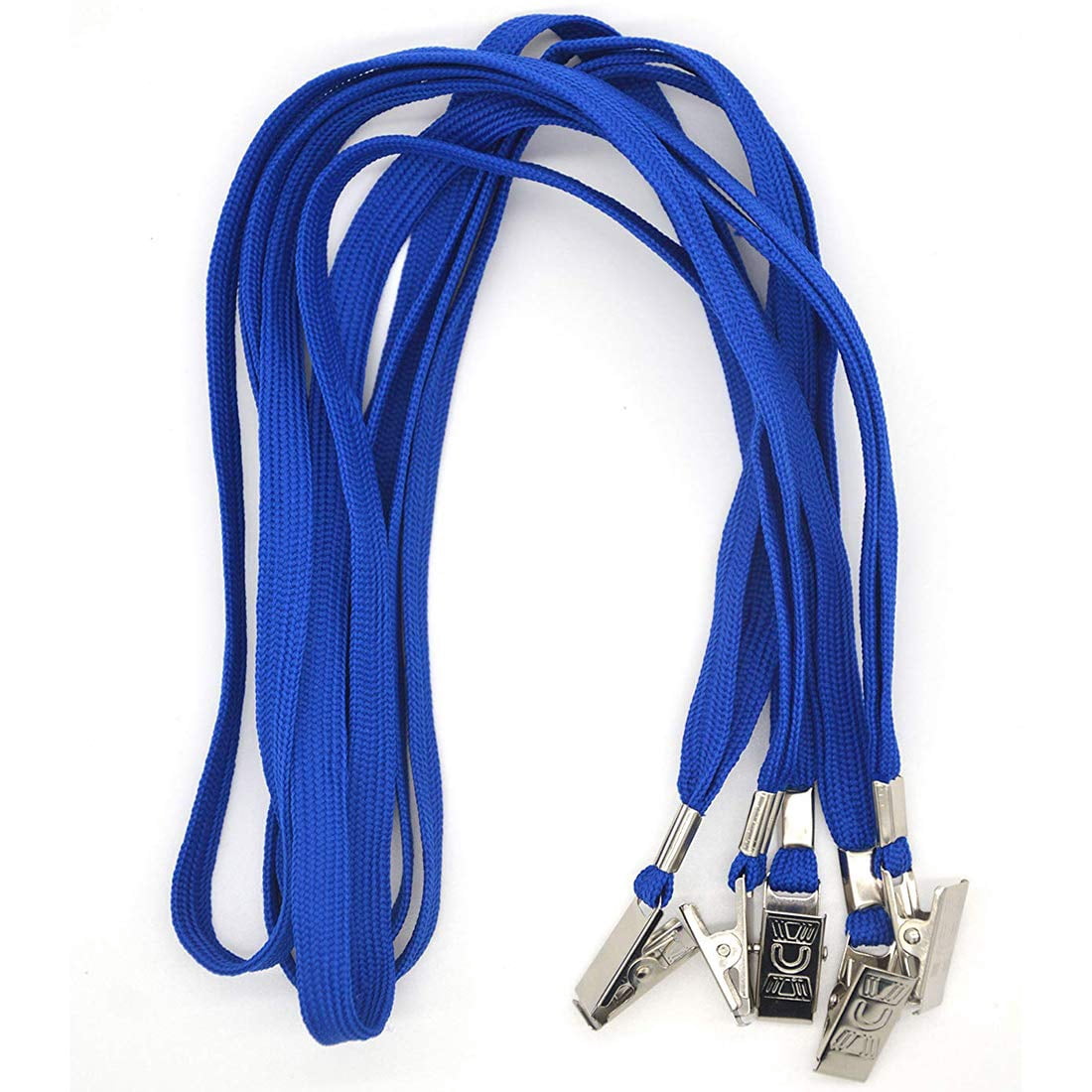 Blue Lanyards 100 Pack Bulk Badge With Clip Neck Flat Lanyard Bulldog