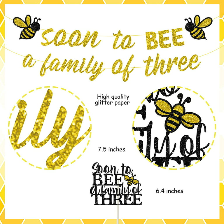 Bee Party Supplies Honey Bee Party, Soon To Bee A Family Of Three Banner  Bee Themed Cake Topper Balloons Set for Baby Shower Gender Reveal Kids