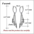 thumbnail image 2 of Punk Rock Stainless Steel Feather Drop Dangle Earrings Huggie Hinged Hoop Earrings,, 2 of 5