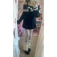 thumbnail image 3 of Women Off Shoulder Y2k Sweaters Fairy Grunge Contrast Lace Knit Pullovers Tops Bow Front Jumper Cute Going Out Tops, 3 of 7