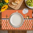 thumbnail image 4 of Orange Morocco Placemats Set of 4, Nautical Anchor Stripe Modern Geometric Placemats for Dining Table, Place Mats for Kitchen Tabletop, Waterproof Wipeable Dining Table Mats Set, 4 of 9