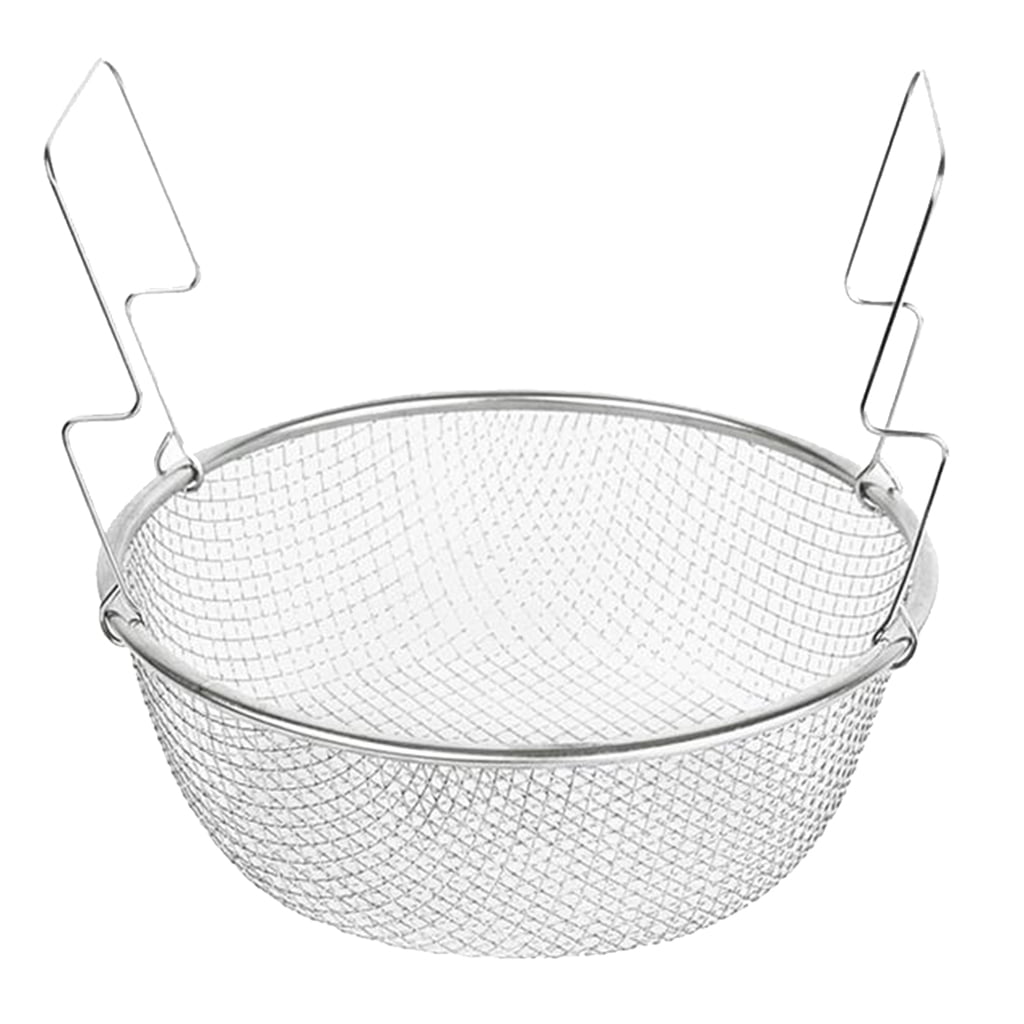 18cm Round Stainless Steel Mesh Fried Basket Fry Fries Chips Potato with Handle Silver