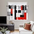 thumbnail image 5 of Red Black Kitchen Curtains Short 45 Inch Length, Abstract Geometric Grey White Middle Century Grommet Top Bedroom Living Room Curtains, Light Filtering Cafe Curtain Drapes 2 Panels Set 84''x45'', 5 of 9