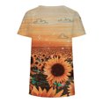thumbnail image 4 of Hauts pour Femmes Col Rond Imprimé Tournesol Papillon Manches Courtes T-Shirt d'Été pour Femmes, 4 of 4