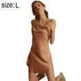 thumbnail image 2 of Conjunto de camisón de lencería sexy de satén de 2 piezas para mujer y camisón dividido sin espalda ropa de dormir - oro rosa, 2 of 7
