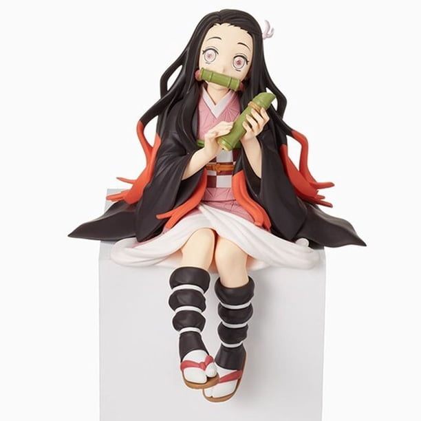 Anime Demon Slayer PVC figura de acción Nezuko Tanjirou Shinobu Zenitsu Hashibira Inosuke comer bolas de arroz Kimetsu No Yaiba muñeca Juguetes qym unisex