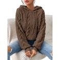 thumbnail image 1 of Suéter Holgado de Franela con Capucha para Mujer, Larga y Cálido para Invierno Marrón M, 1 of 8