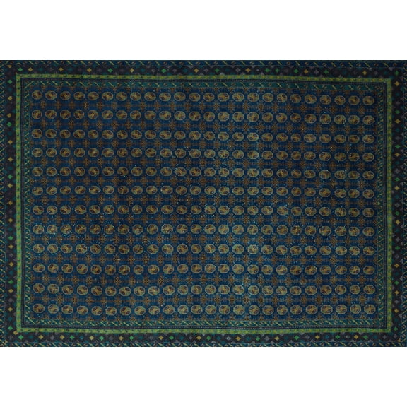 Ahgly Company Machine Washable Indoor Rectangle Abstract Turquoise Blue Modern Area Rugs, 2' x 3'