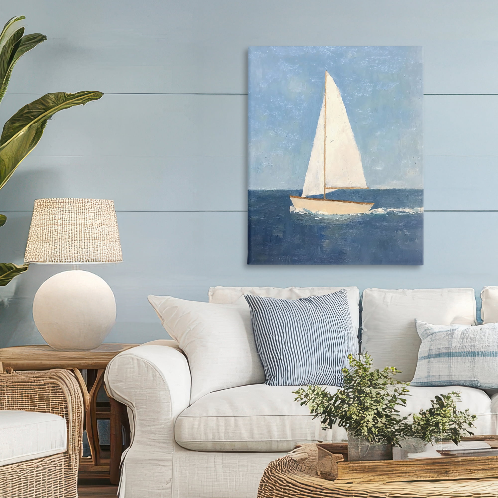 Stupell Industries Deep Blue Sail at Sea Canvas Wall Art, design by Creative Studio