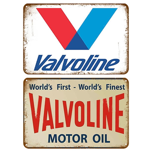 Placa Metal Aceite Valvoline Vintage Pintura Hierro Rectangular 40x30cm 2 Uds.