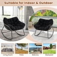 thumbnail image 3 of Resenkos Rocking Patio Bistro Outdoor Chairs,Outdoor Rocking Chair Oversized Patio PE Wicker Egg Chair with Cushion-Black, 3 of 10