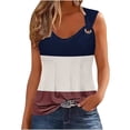 thumbnail image 1 of Mrat Camisole Classique Débardeurs pour Femmes Tendance Tunique à Col Rond Hauts Décontractés Sans Manches T-Shirts Graphiques à Rayures Blouses Cami Coupe Ample S-193 Brun m, 1 of 5