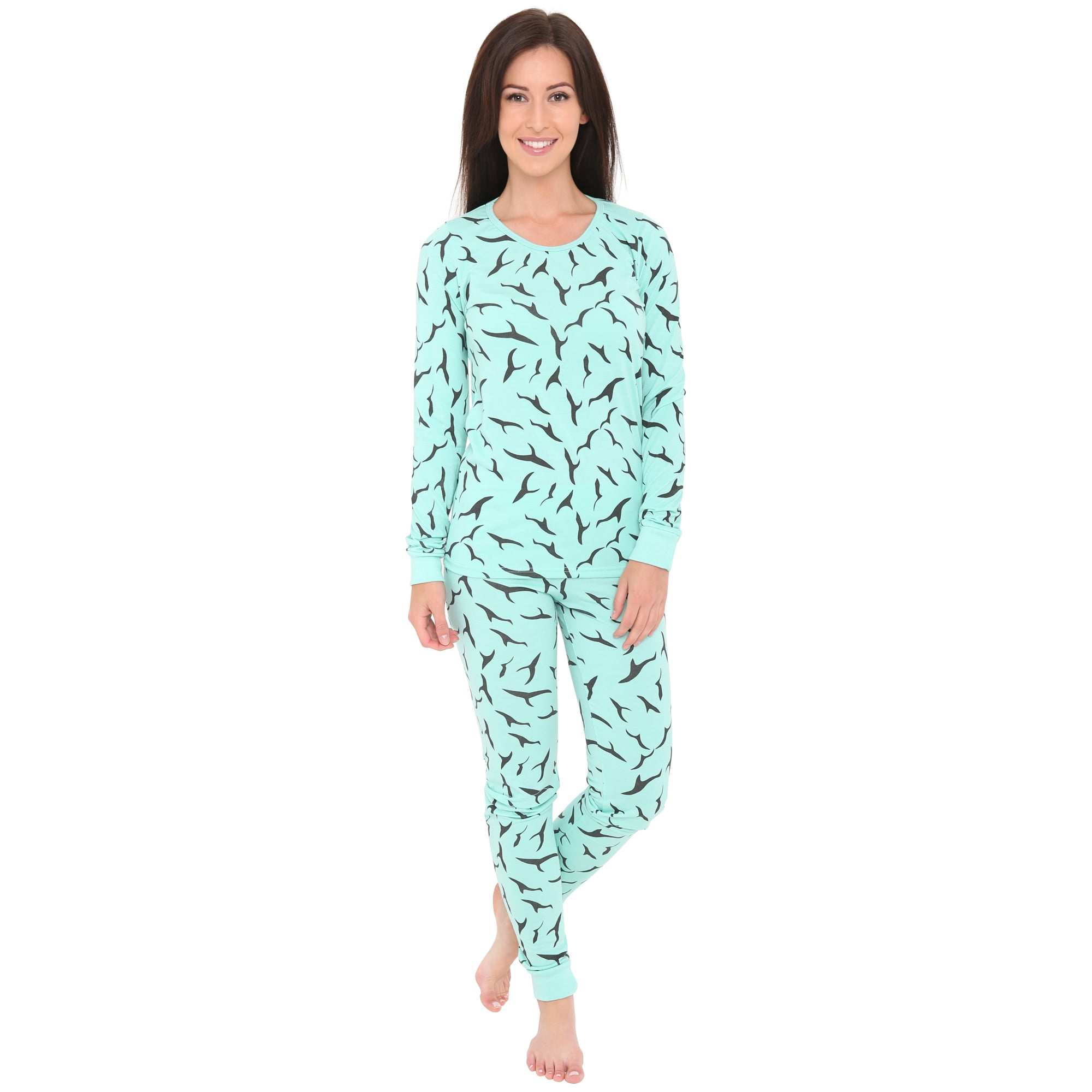 Skylinewears Women's Long Sleeve Printed Casual 2 Piece Pajama Set Animal Print Sleepwear