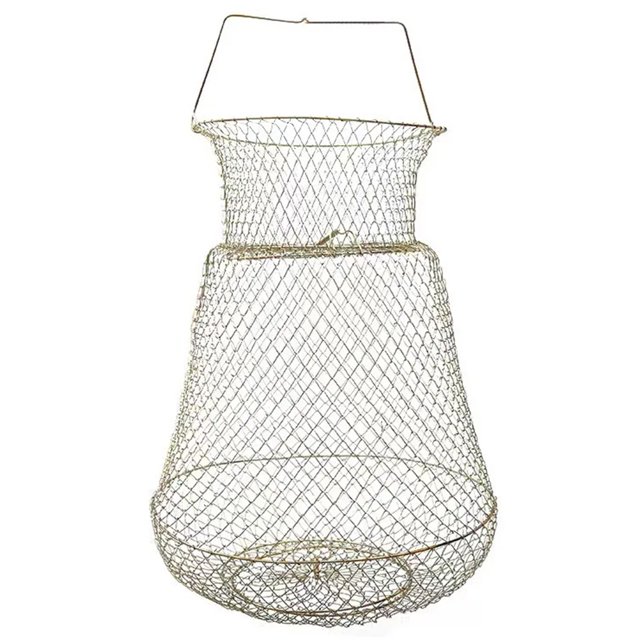 Cubo Plegable para Pececillos Alambre El Cuidado Los Peces Cesta Cerrada Camarones Suministros Exteriores Jaula Duradera Carpas M (38)