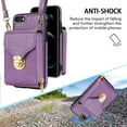 thumbnail image 2 of for iPhone 7 / 8 / SE 2020 / SE 2022 Case Wallet with Shoulder Strap for Women - Crossbody Lanyard,Zipper Pocket,Credit Card Holder,Shockproof - Metal Buckle Closure Premium PU Leather Case, Purple, 2 of 14
