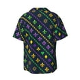 thumbnail image 2 of Naloa Mardi Gras Strings of Beads Men's Loose Fit Cuban Collar Short-Sleeve Shirt with Button-down and Chest Pocket for Everyday Wear Outings - Medium, 2 of 7