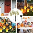 thumbnail image 2 of Solar Halloween Skeleton Pathway Lights, 4 Pack Lighted Outdoor Stake Decorations, Waterproof LED Yard and Garden Lights for Halloween Pathway, Lawn, Patio, Party Decor (Flame), 2 of 5