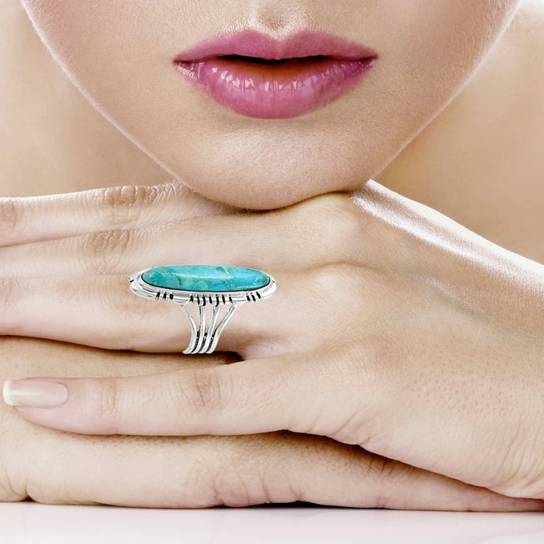 Turquoise Jewelry Ring for Women Sterling Silver 925 Turquoise