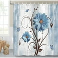 thumbnail image 3 of Rustic Farmhouse Shower Curtain, Farm Blue Daisy Floral Flowers and Butterfly on Country Waterproof Fabric Bathroom Curtains, Vintage Blue Flower Bathroom Shower Curtain with 12PCS Hooks, 60X70IN, 3 of 16