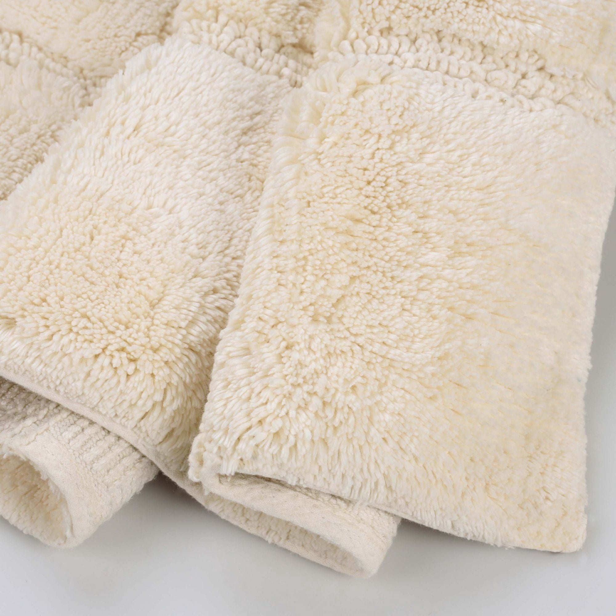 Superior Checkered Cotton Washable Non-Slip Bath Rug, Runner Size, Ivory