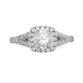 thumbnail image 4 of Solid 14k White Gold Round Diamond Side-Stones with CZ Cubic Zirconia Center Stone Cushion Halo Engagement Ring Size 6.5, 4 of 8