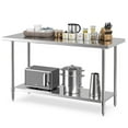 thumbnail image 1 of Gymax 24 x 60 Inches Stainless Steel Work Table Kitchen Prep & Work Table Silver, 1 of 10
