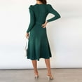 thumbnail image 2 of Women's Sweater Dress Autumn Winter Long Sleeve Knitted Mid Length High Waist A-Line Wool Blend Casual Elegant Outfit, 2 of 2