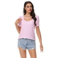 thumbnail image 7 of Women's Square Neck Tops Ruffle Trim Sleeve T-Shirts for Summer Casual Short Tees, 7 of 7