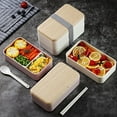 thumbnail image 3 of Dvkptbk Lunch Box Microwave Lunch Box Japanese Wood Bento Box 2 Layer Container Storage New Camping Essentials, 3 of 8