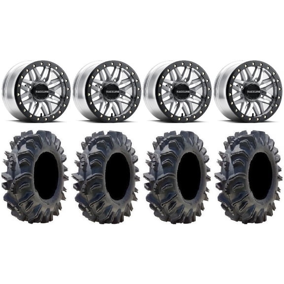 Raceline Ryno Bdlk 14" Mh Wheels 28" Terminator Tires Sportsman RZR Ranger